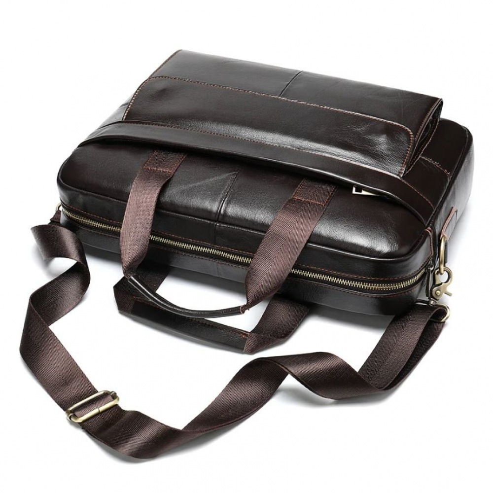 Чоловічий портфель з натуральної шкіри рудий темний Vintage Чоловічий портфель з натуральної шкіри рудий темний Vintage