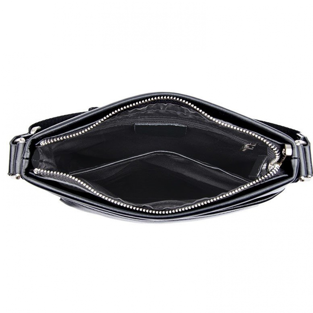 Чоловіча сумка через плече з натуральної шкіри чорна Vintage