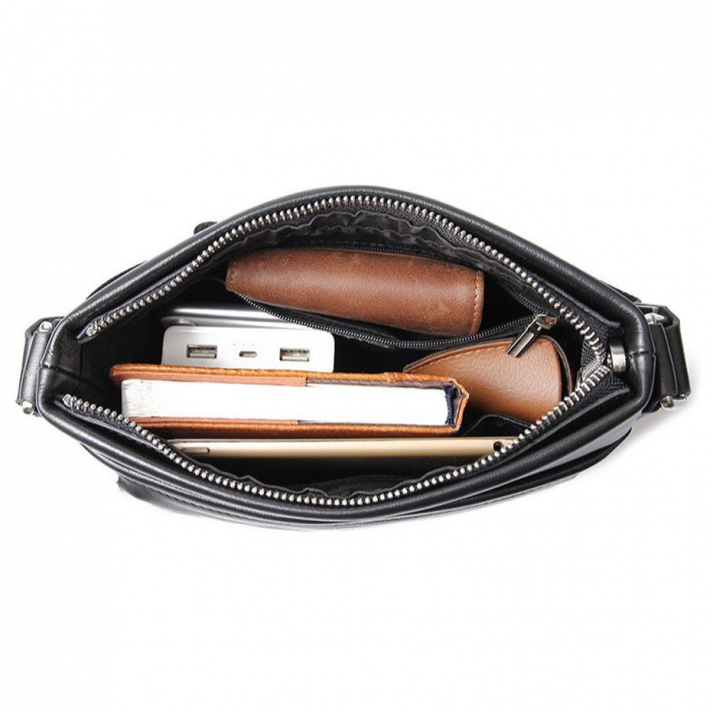 Чоловіча сумка через плече з натуральної шкіри чорна Vintage