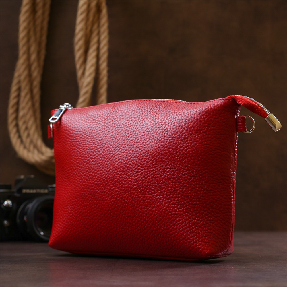 Женская сумка через плечо из натуральной кожи красная Shvigel