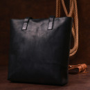 Женская сумка шоппер из натуральной кожи черная винтаж Shvigel