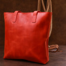 Женская сумка шоппер из натуральной кожи красная винтаж Shvigel