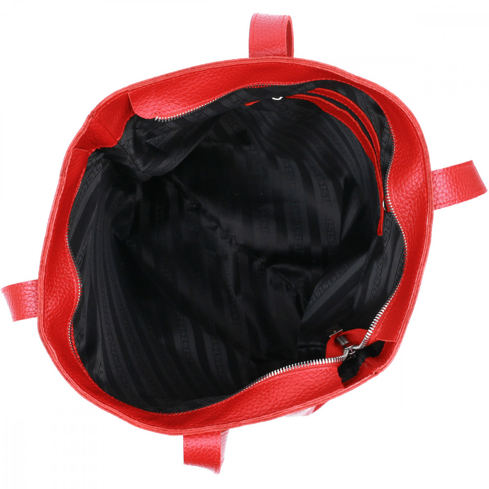 Жіноча сумка шоппер з натуральної шкіри червона фактурна Shvigel