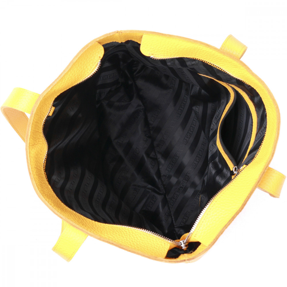 Женская сумка шоппер из натуральной кожи желтая фактурная Shvigel