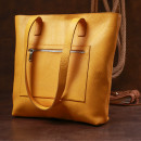 Женская сумка шоппер из натуральной кожи желтая фактурная Shvigel