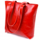 Жіноча сумка шопер з натуральної шкіри червона гладка Shvigel