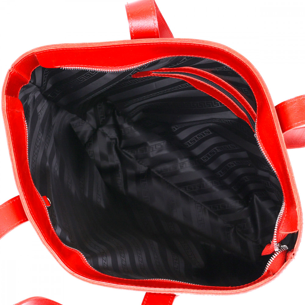 Жіноча сумка шопер з натуральної шкіри червона гладка Shvigel