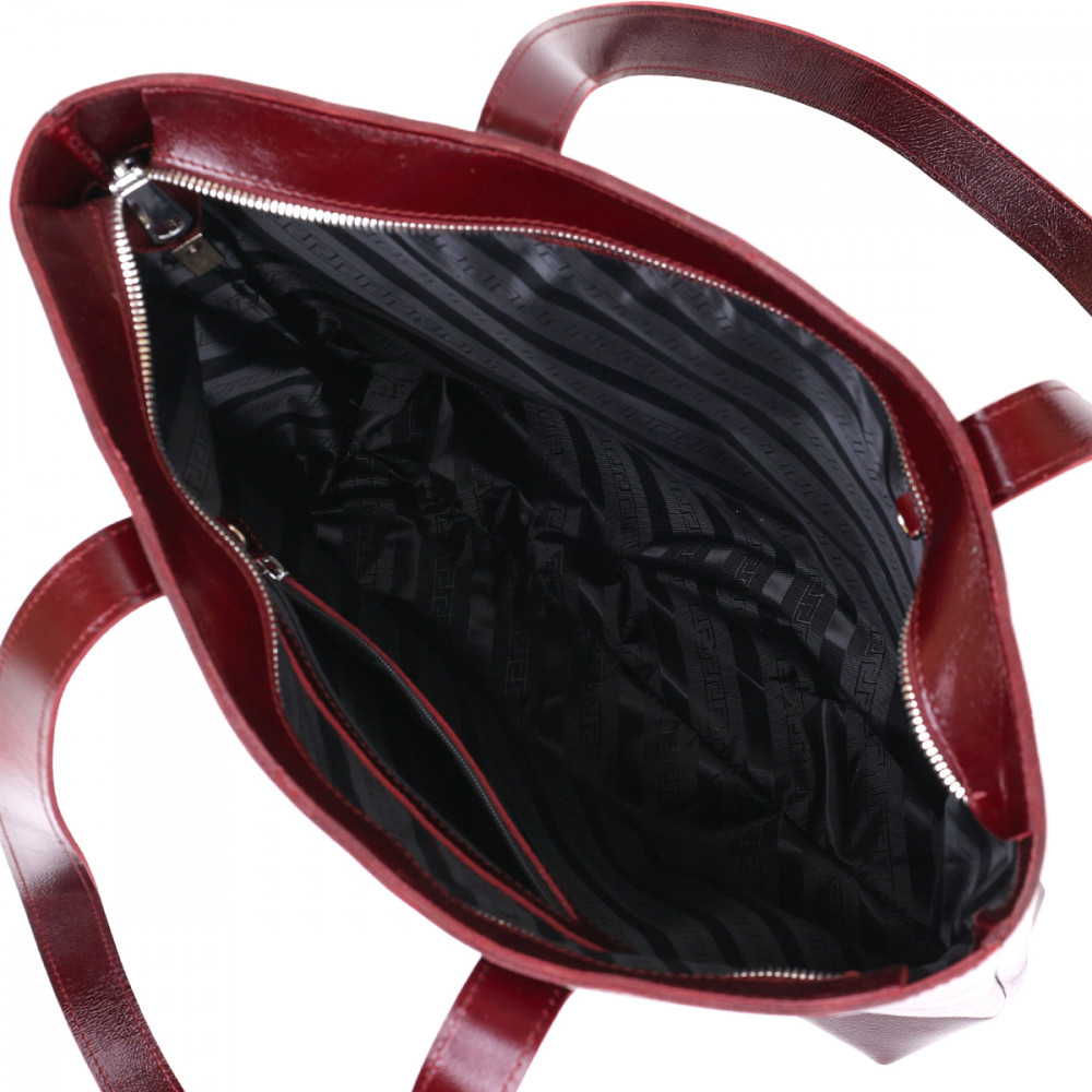 Жіноча сумка шоппер з натуральної шкіри бордова гладка Shvigel