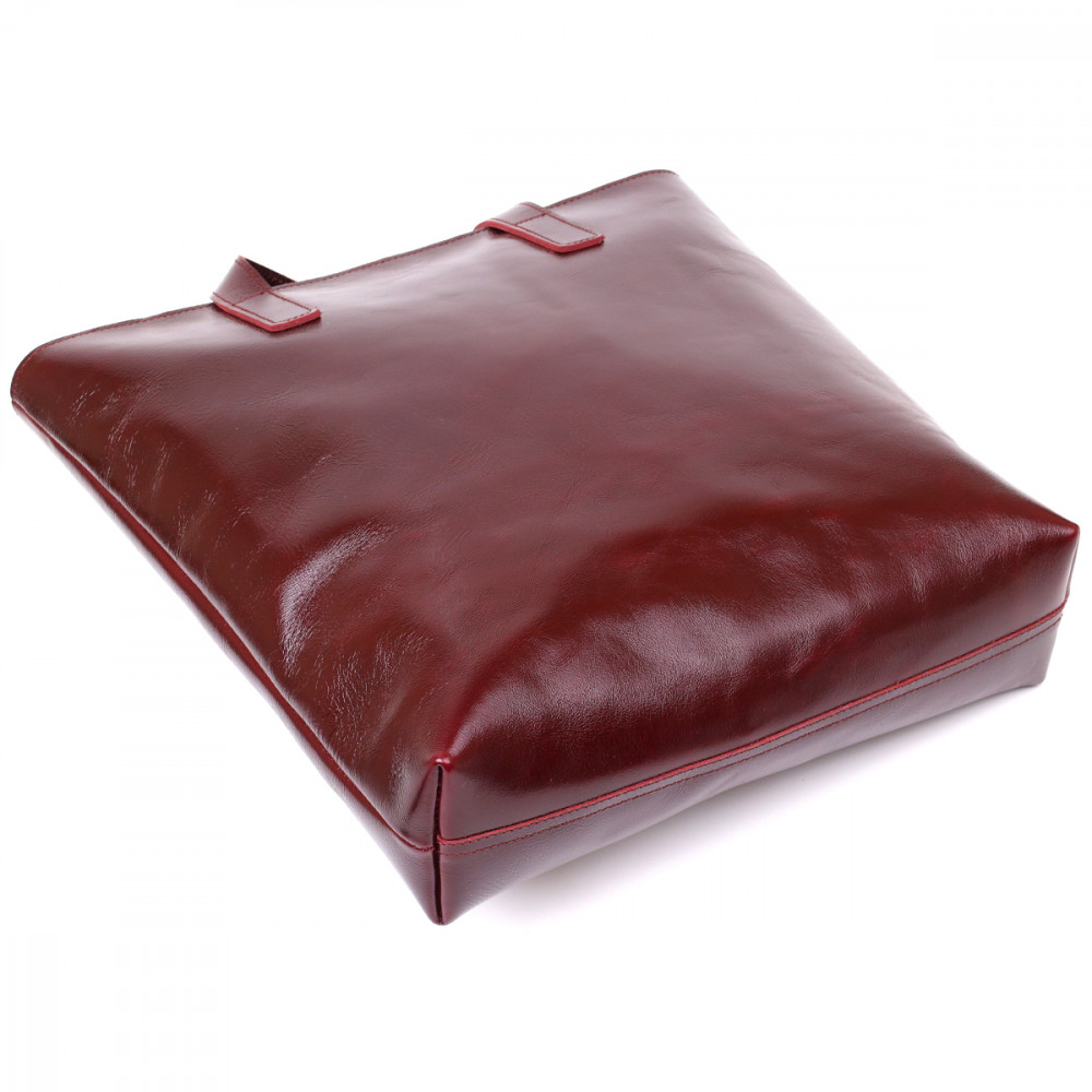 Жіноча сумка шоппер з натуральної шкіри бордова гладка Shvigel