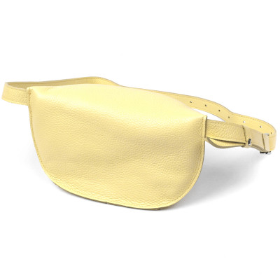 Жіноча сумка бананка з натуральної шкіри лимонна фактурна Shvigel