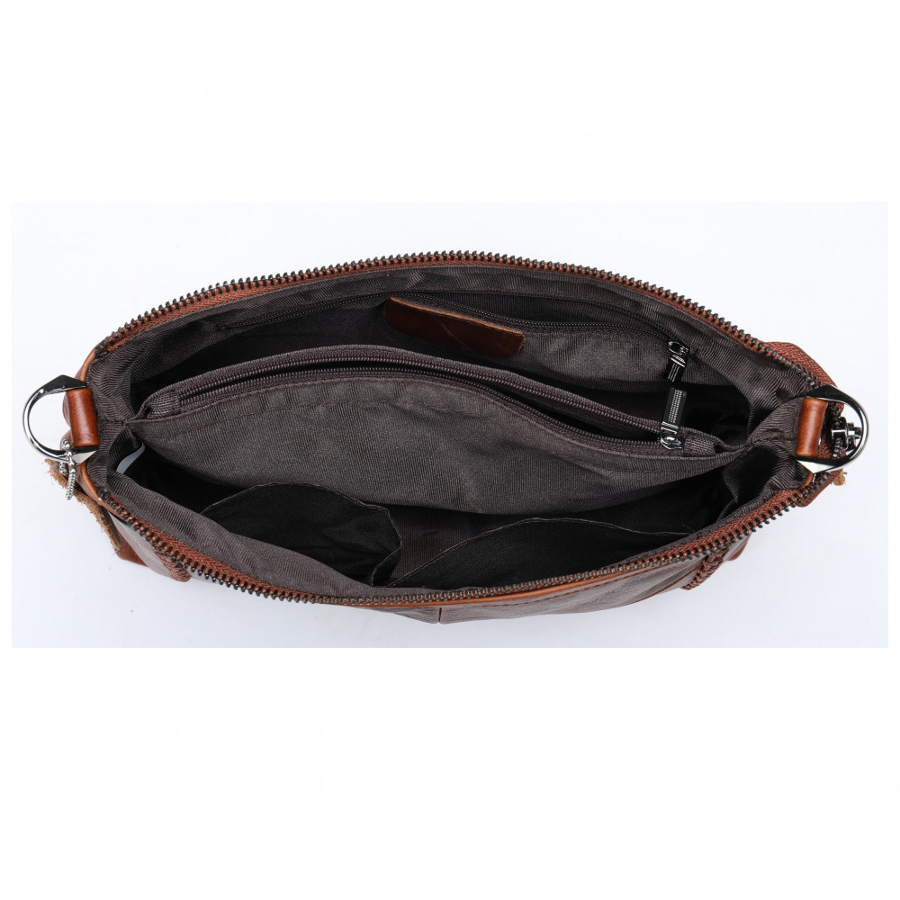 Женская сумка через плечо из натуральной кожи коричневая Vintage