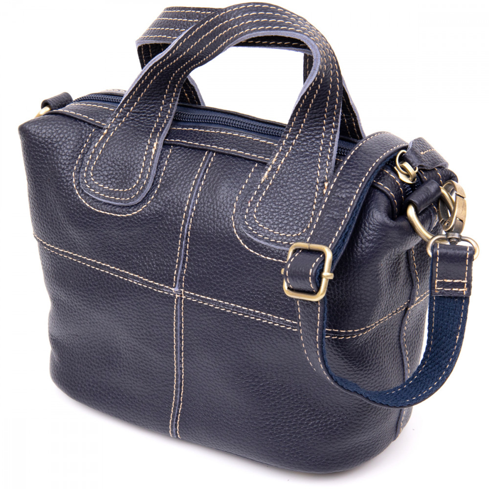 Жіноча сумка базова з натуральної шкіри синя Vintage