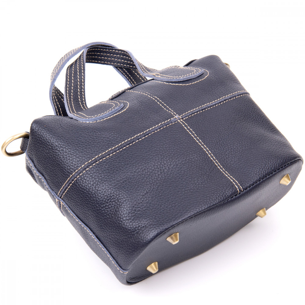 Женская сумка базовая из натуральной кожи синяя Vintage
