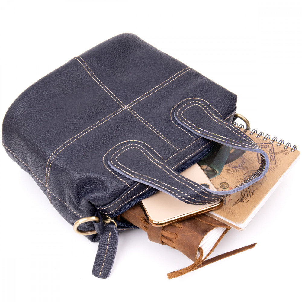 Жіноча сумка базова з натуральної шкіри синя Vintage