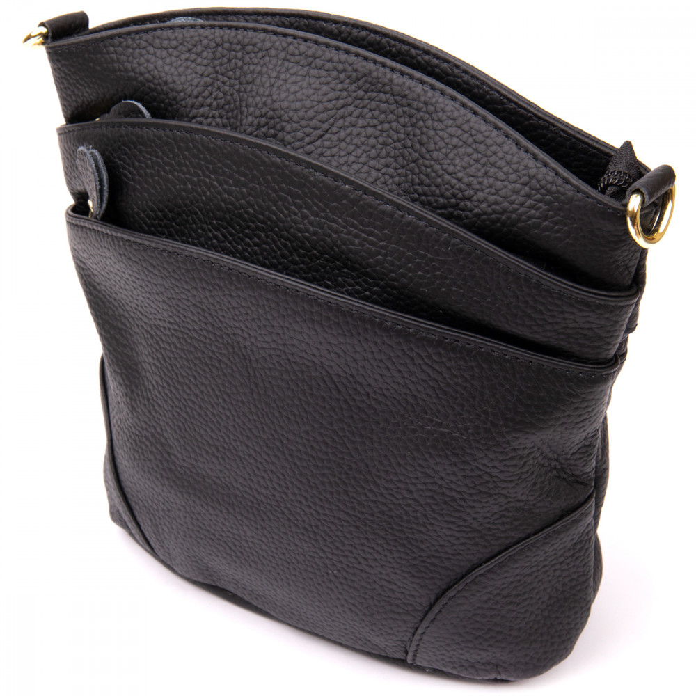 Жіноча сумка через плече з натуральної шкіри чорна Vintage