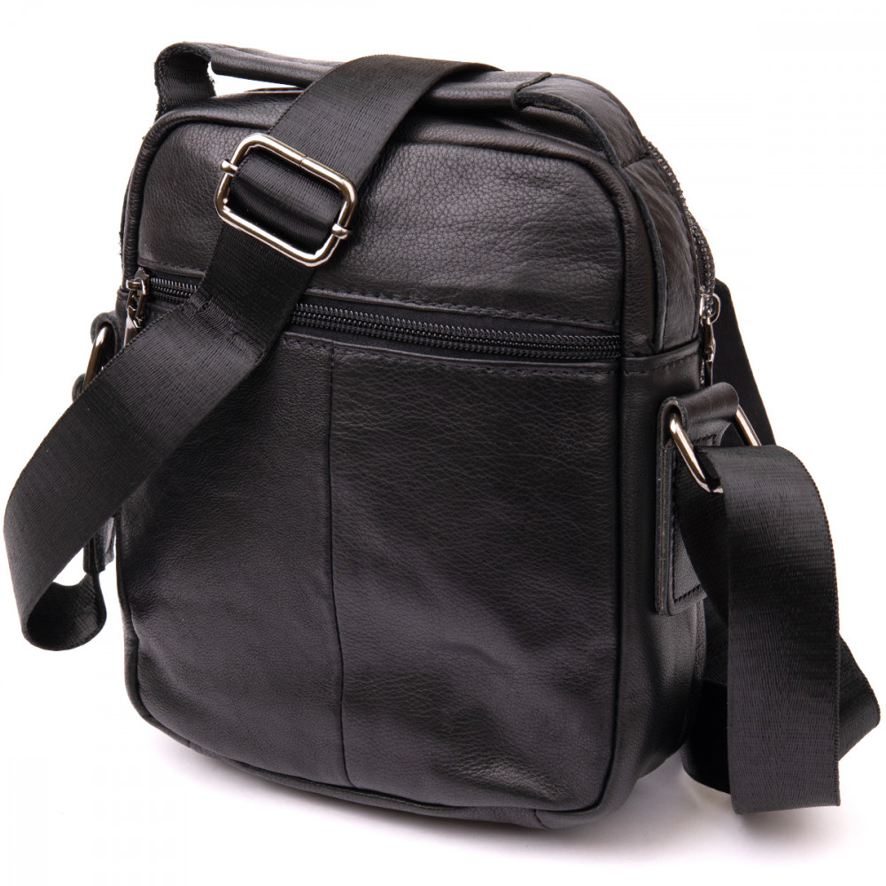 Мужская сумка базовая из натуральной кожи черная Vintage