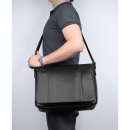 Мужская сумка через плечо из натуральной кожи черная Vintage