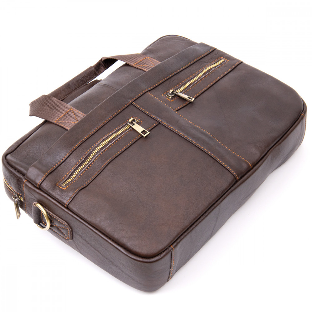 Чоловічий портфель з натуральної шкіри рудий темний Vintage Чоловічий портфель з натуральної шкіри рудий темний Vintage