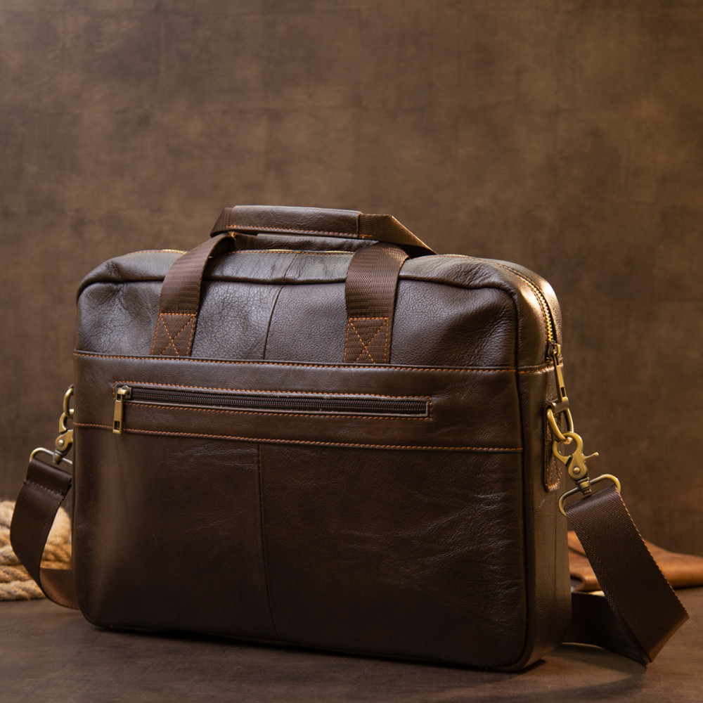 Чоловічий портфель з натуральної шкіри рудий темний Vintage Чоловічий портфель з натуральної шкіри рудий темний Vintage