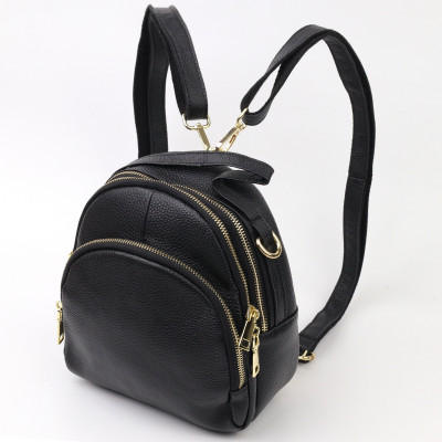 Жіноча сумка рюкзак з натуральної шкіри чорна Vintage