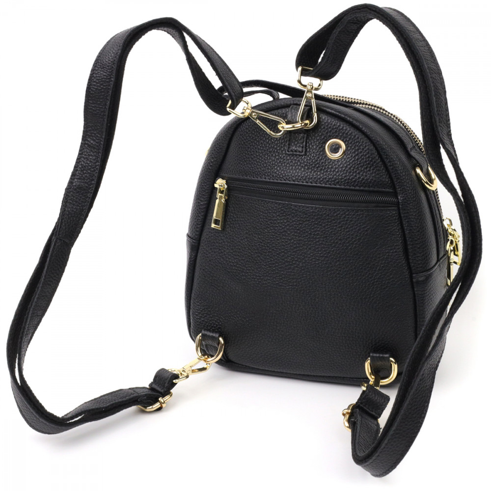 Женская сумка рюкзак из натуральной кожи черная Vintage