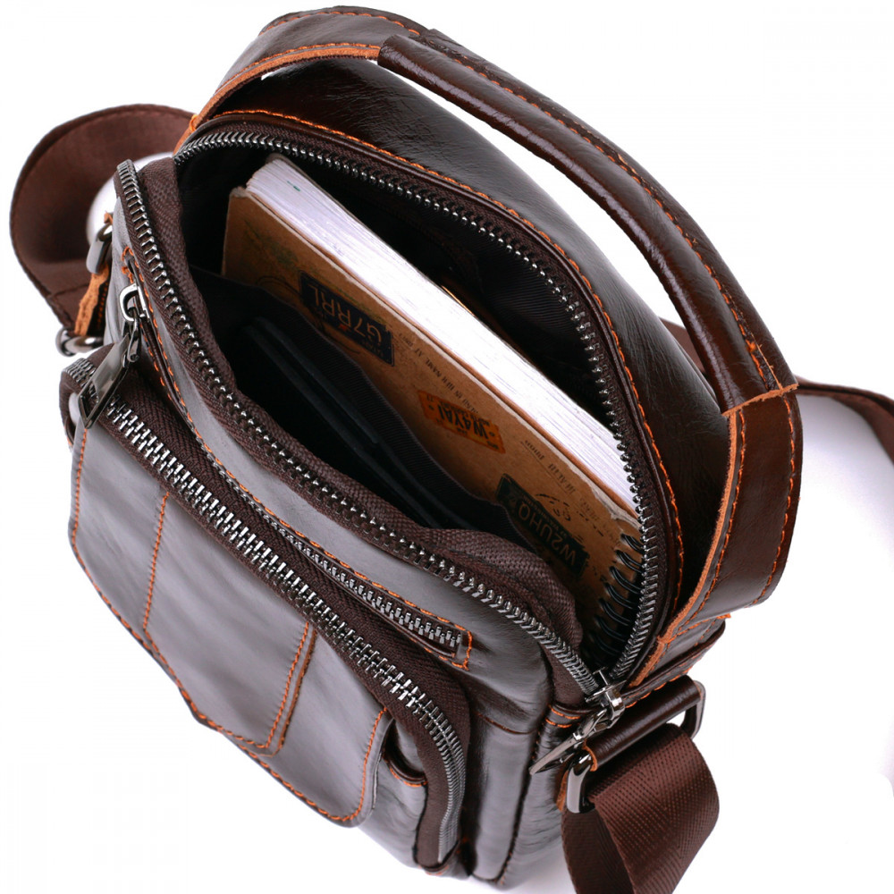 Мужская сумка базовая из натуральной кожи коричневая Vintage
