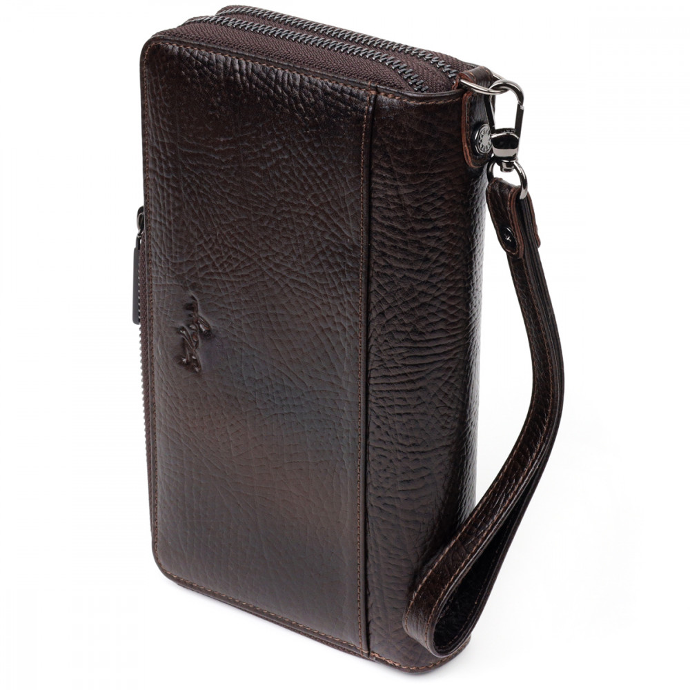 Мужской клатч из натуральной кожи коричневый Karya
