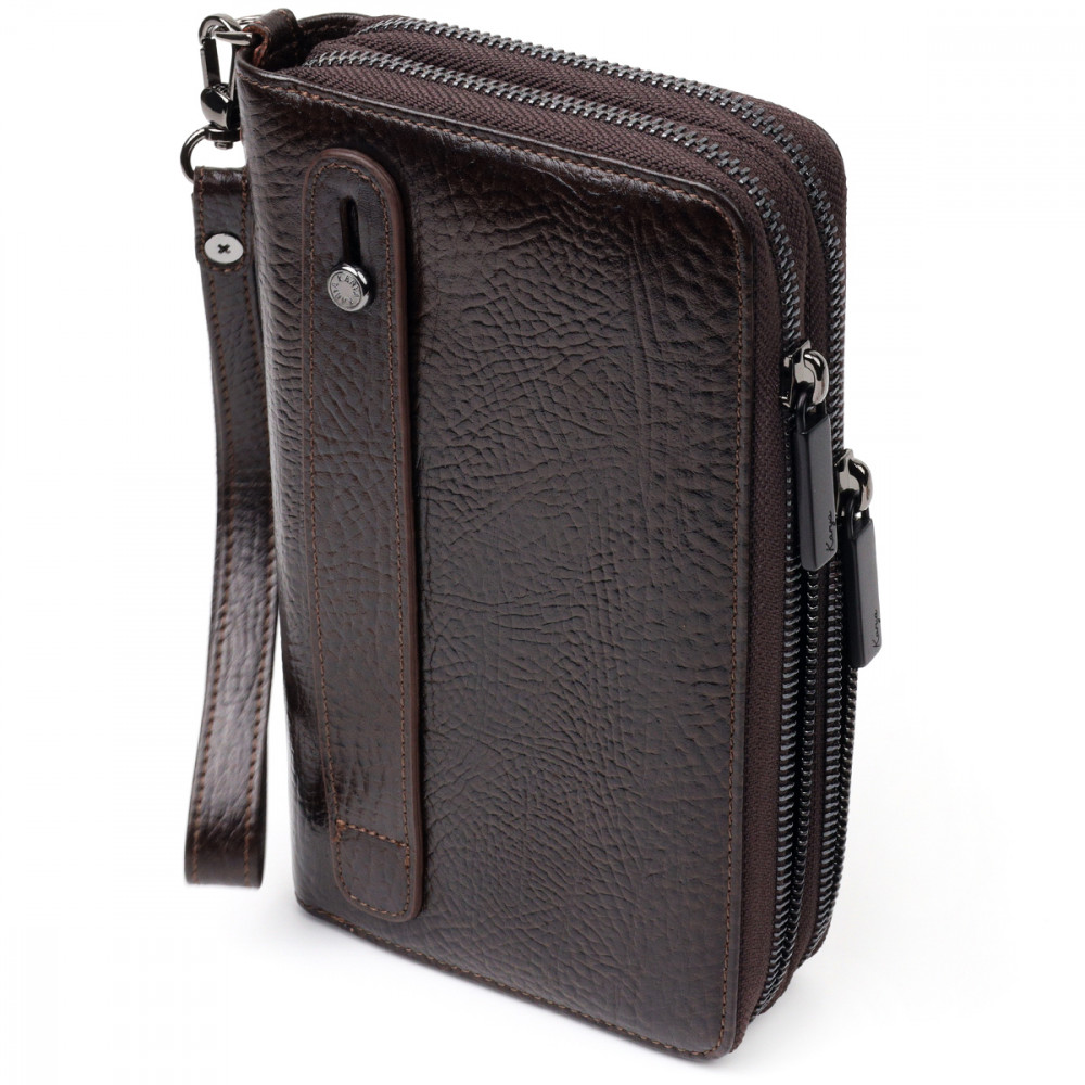 Мужской клатч из натуральной кожи коричневый Karya