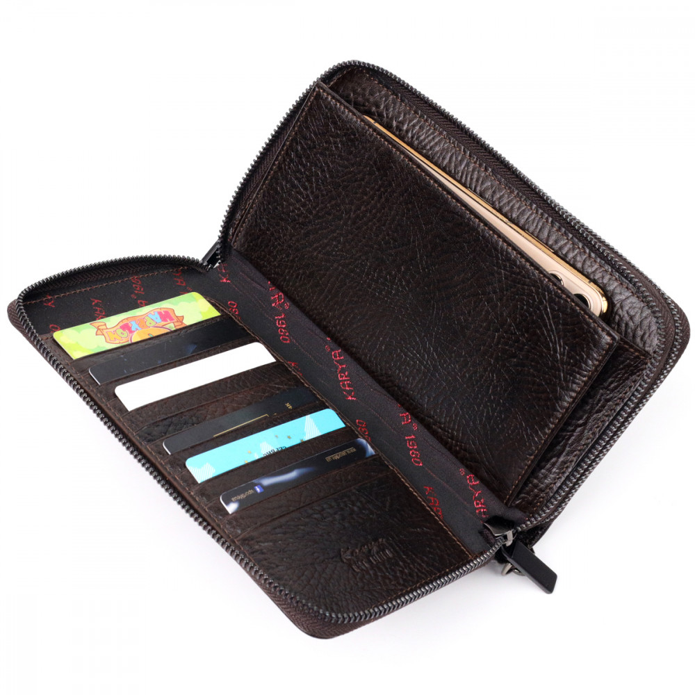 Мужской клатч из натуральной кожи коричневый Karya