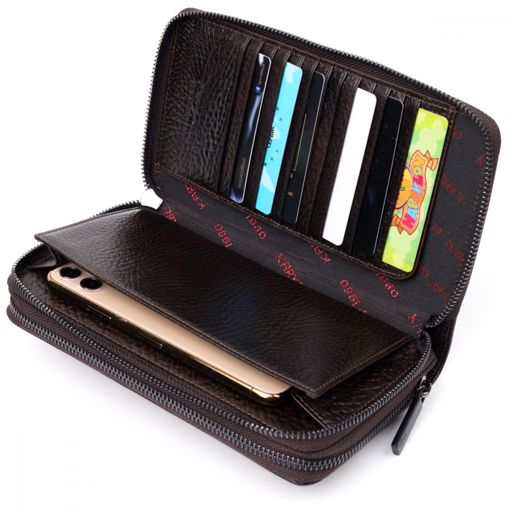 Мужской клатч из натуральной кожи коричневый Karya