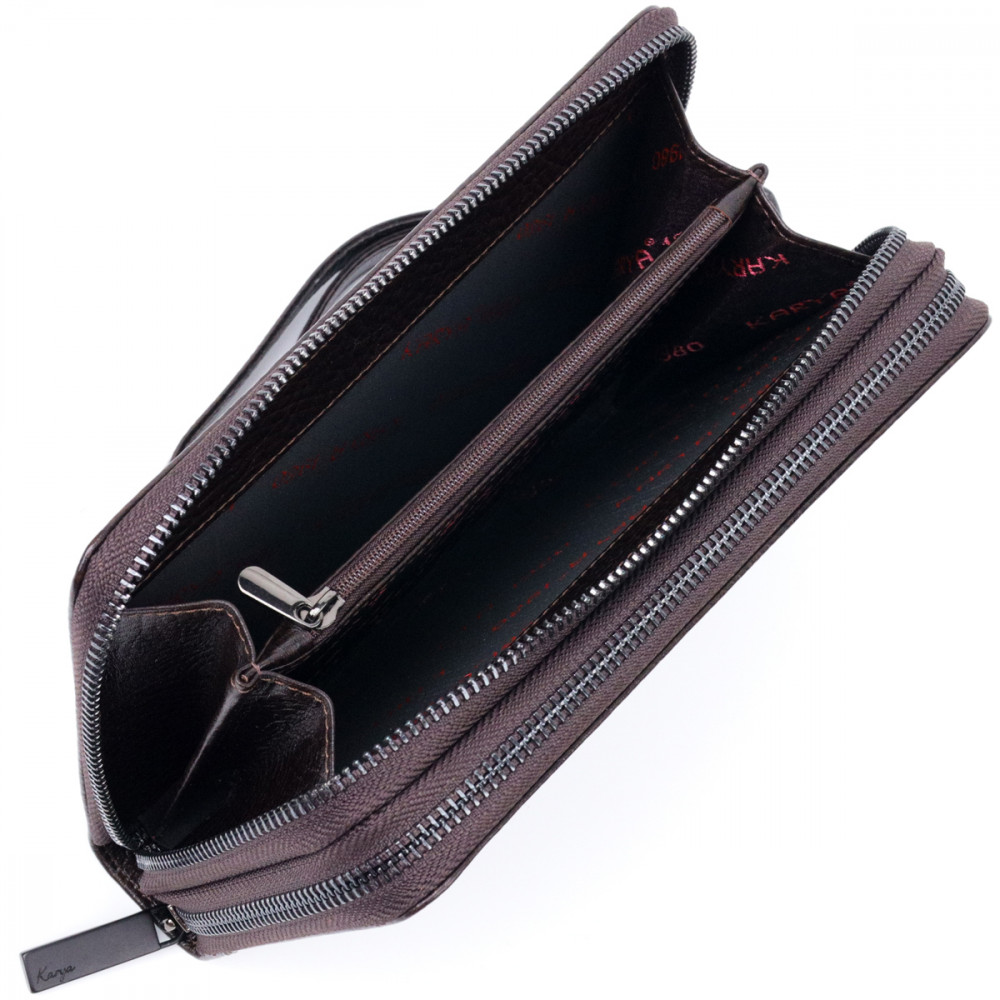 Мужской клатч из натуральной кожи коричневый Karya