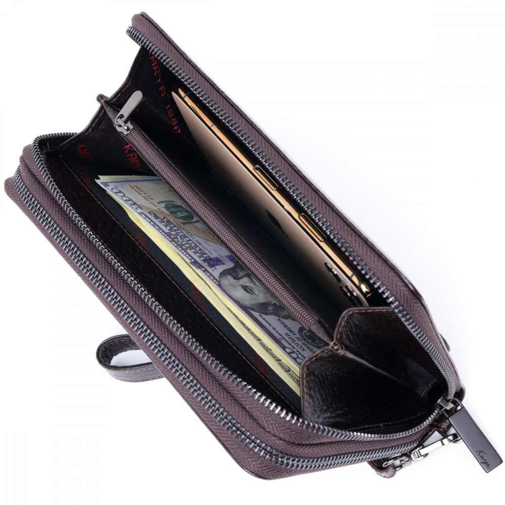 Мужской клатч из натуральной кожи коричневый Karya