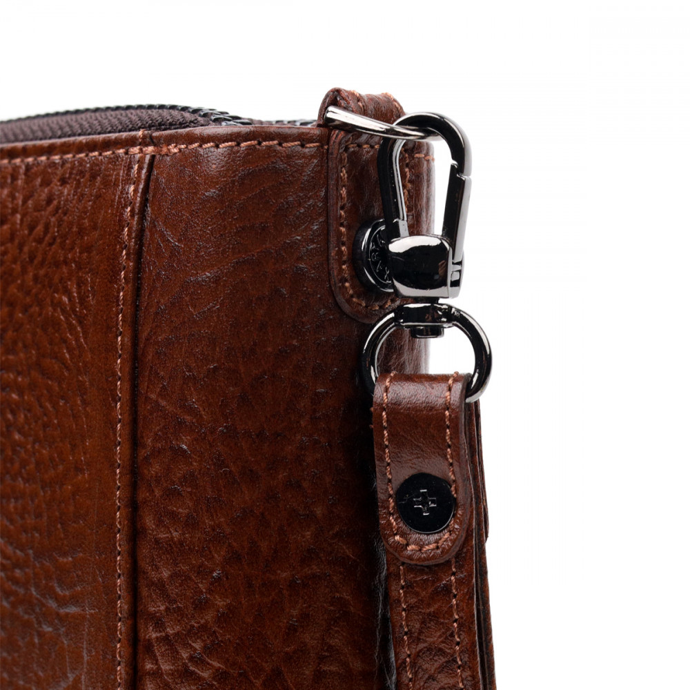 Мужской клатч из натуральной кожи рыжий Karya