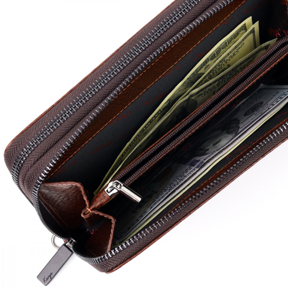 Мужской клатч из натуральной кожи рыжий Karya