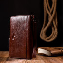 Мужской клатч из натуральной кожи рыжий Karya