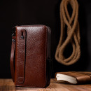 Мужской клатч из натуральной кожи рыжий Karya