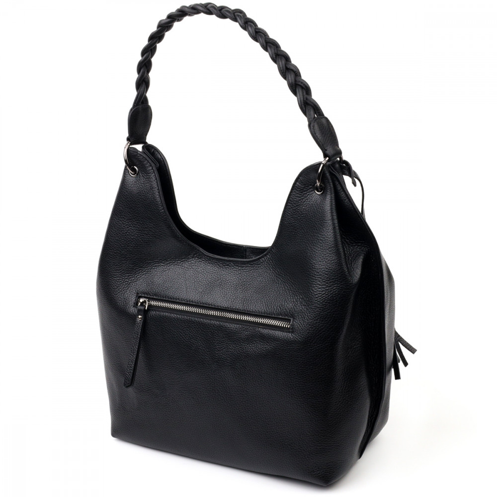 Женская сумка базовая из натуральной кожи черная Karya