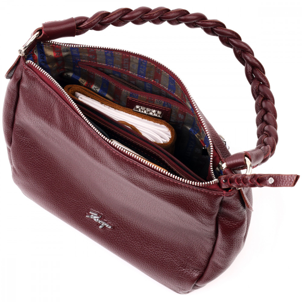 Женская сумка базовая из натуральной кожи бордовая Karya