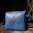 Женская сумка через плечо из натуральной кожи голубая Karya