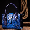 Жіноча сумка базова з натуральної шкіри синя Karya