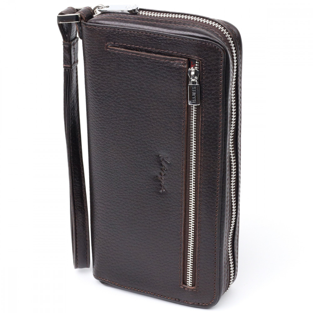 Чоловічий клатч з натуральної шкіри рудий темний Karya