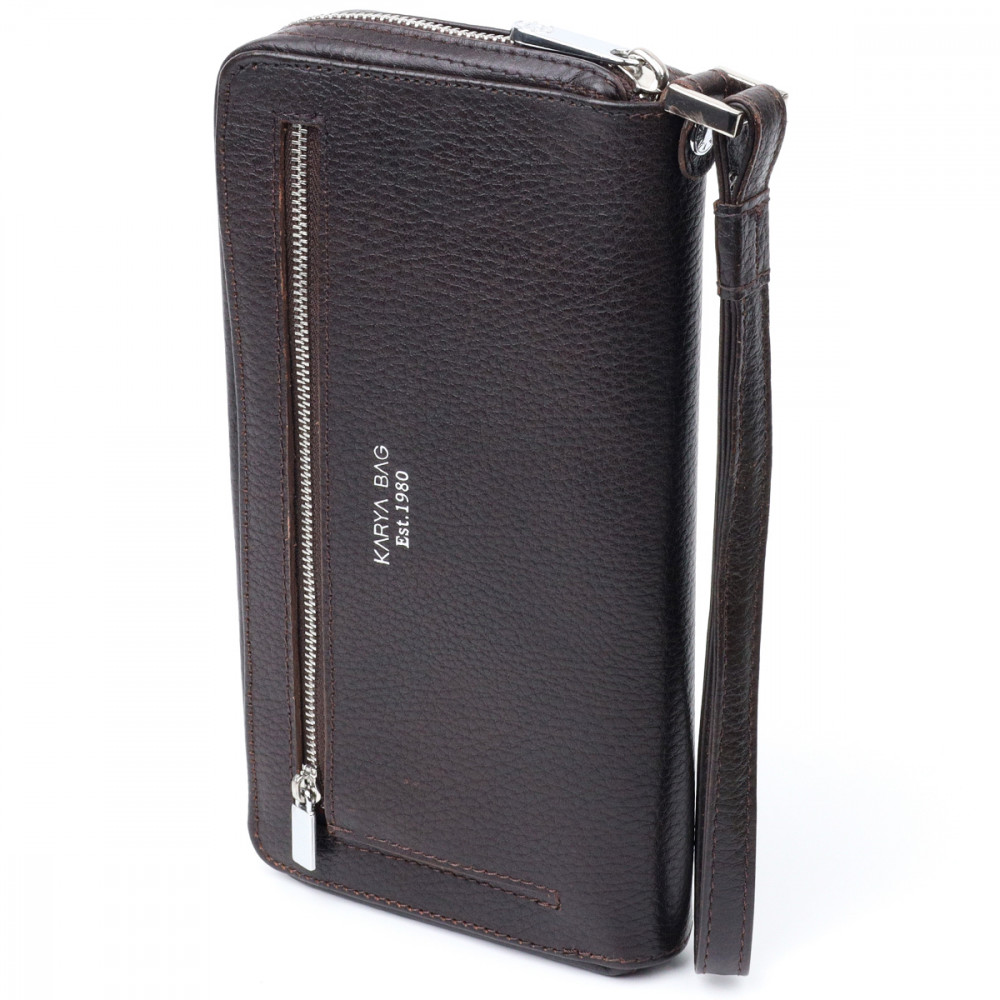 Чоловічий клатч з натуральної шкіри рудий темний Karya