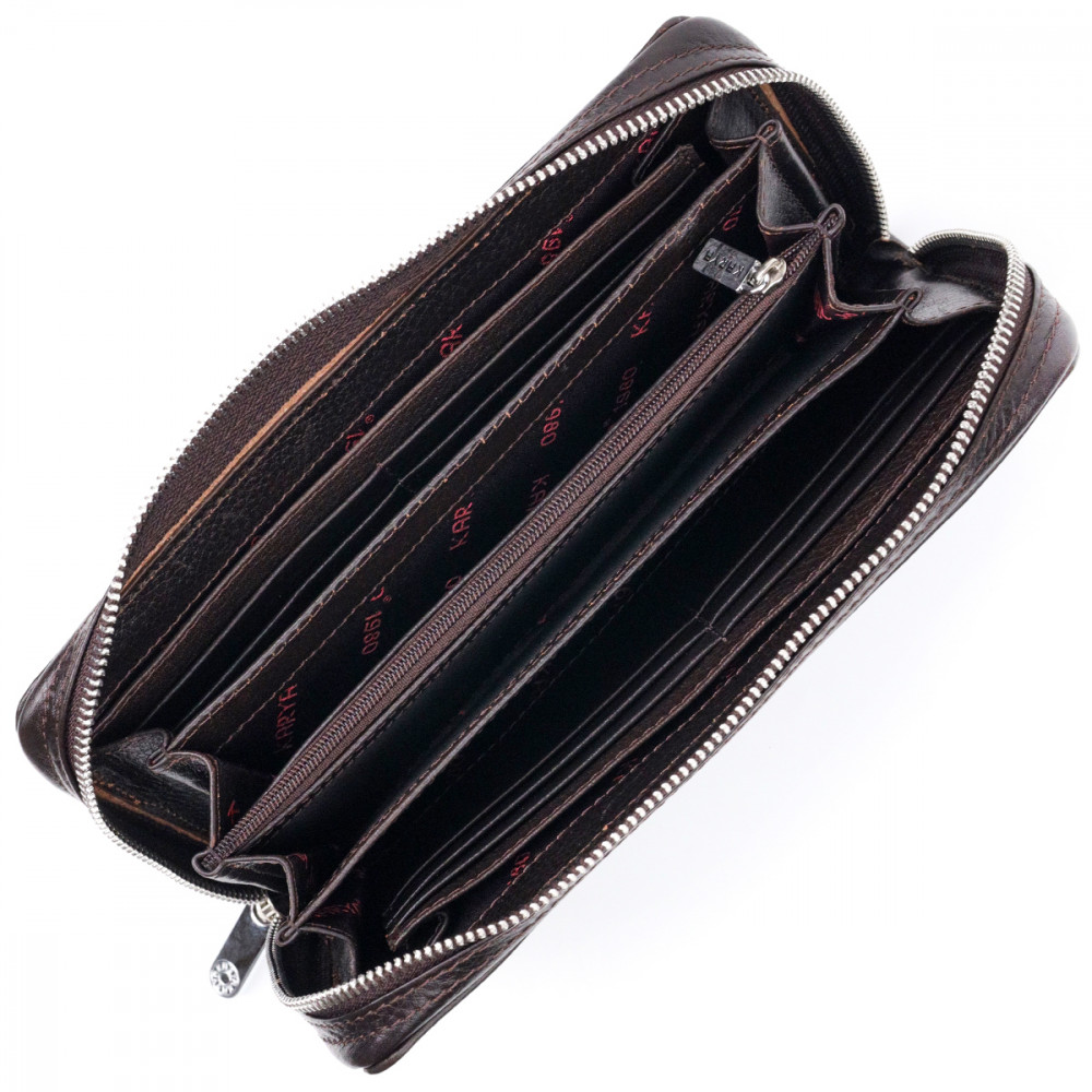 Чоловічий клатч з натуральної шкіри рудий темний Karya