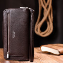 Чоловічий клатч з натуральної шкіри рудий темний Karya