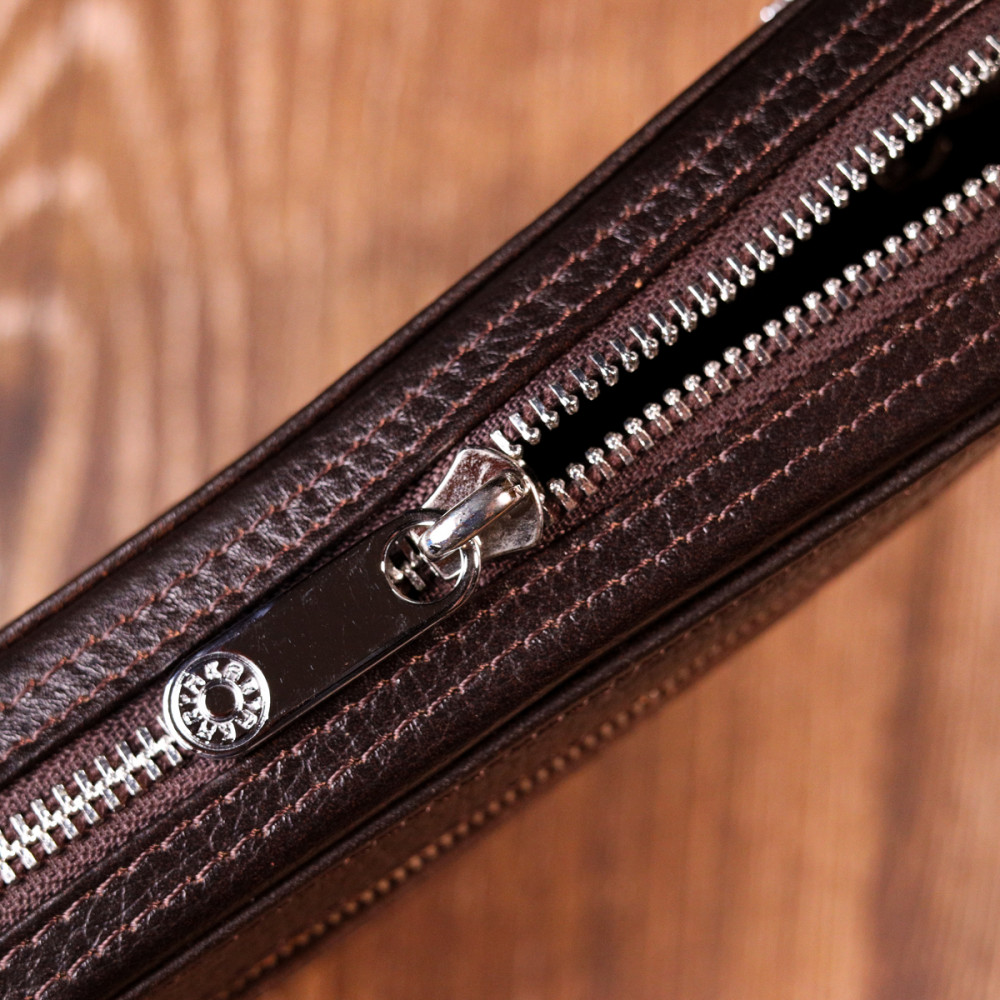 Чоловічий клатч з натуральної шкіри рудий темний Karya