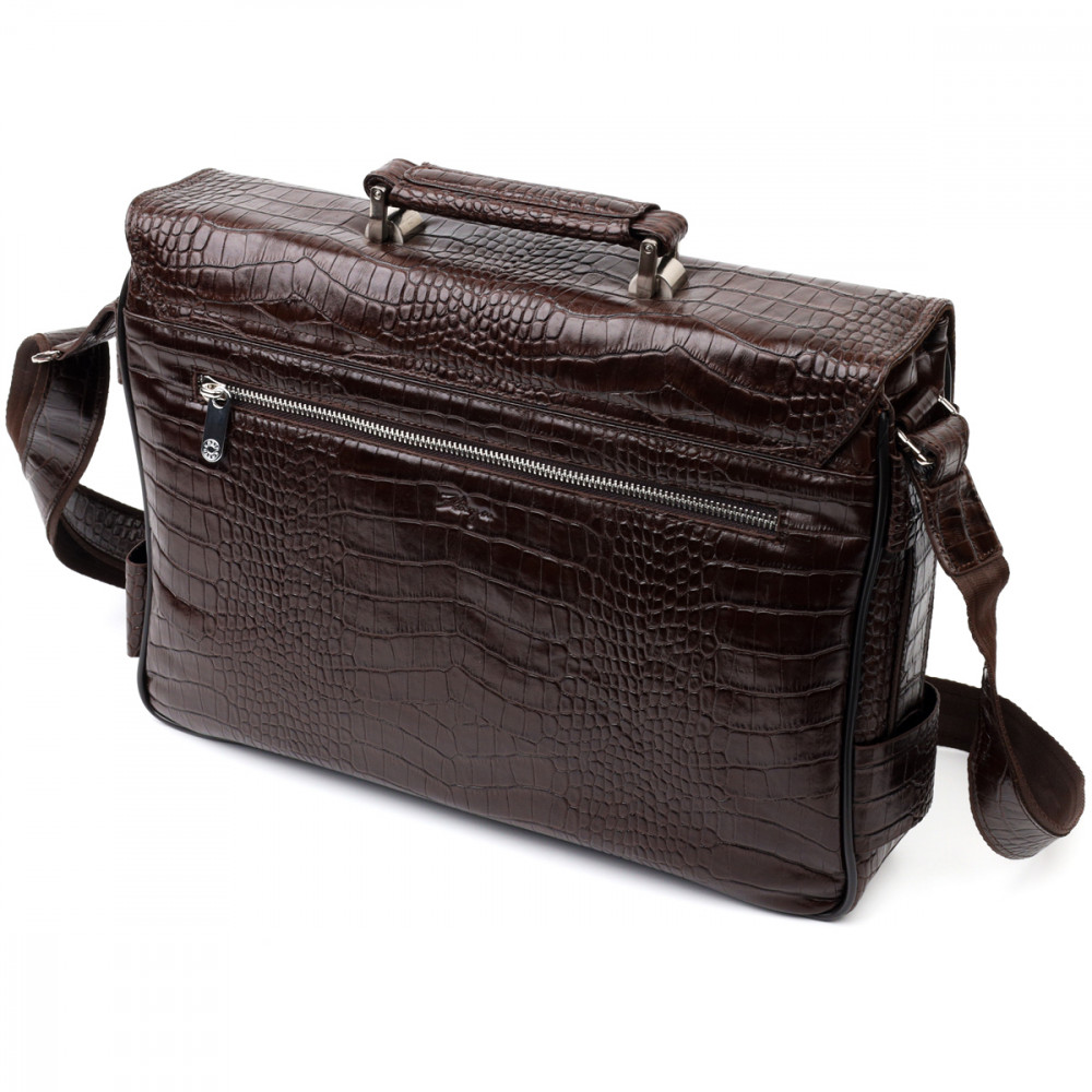 Мужской портфель из натуральной кожи коричневый Karya