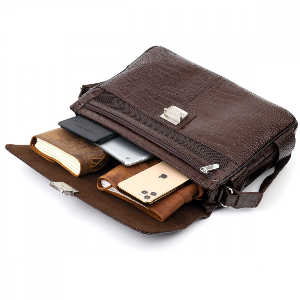 Мужской портфель из натуральной кожи коричневый Karya