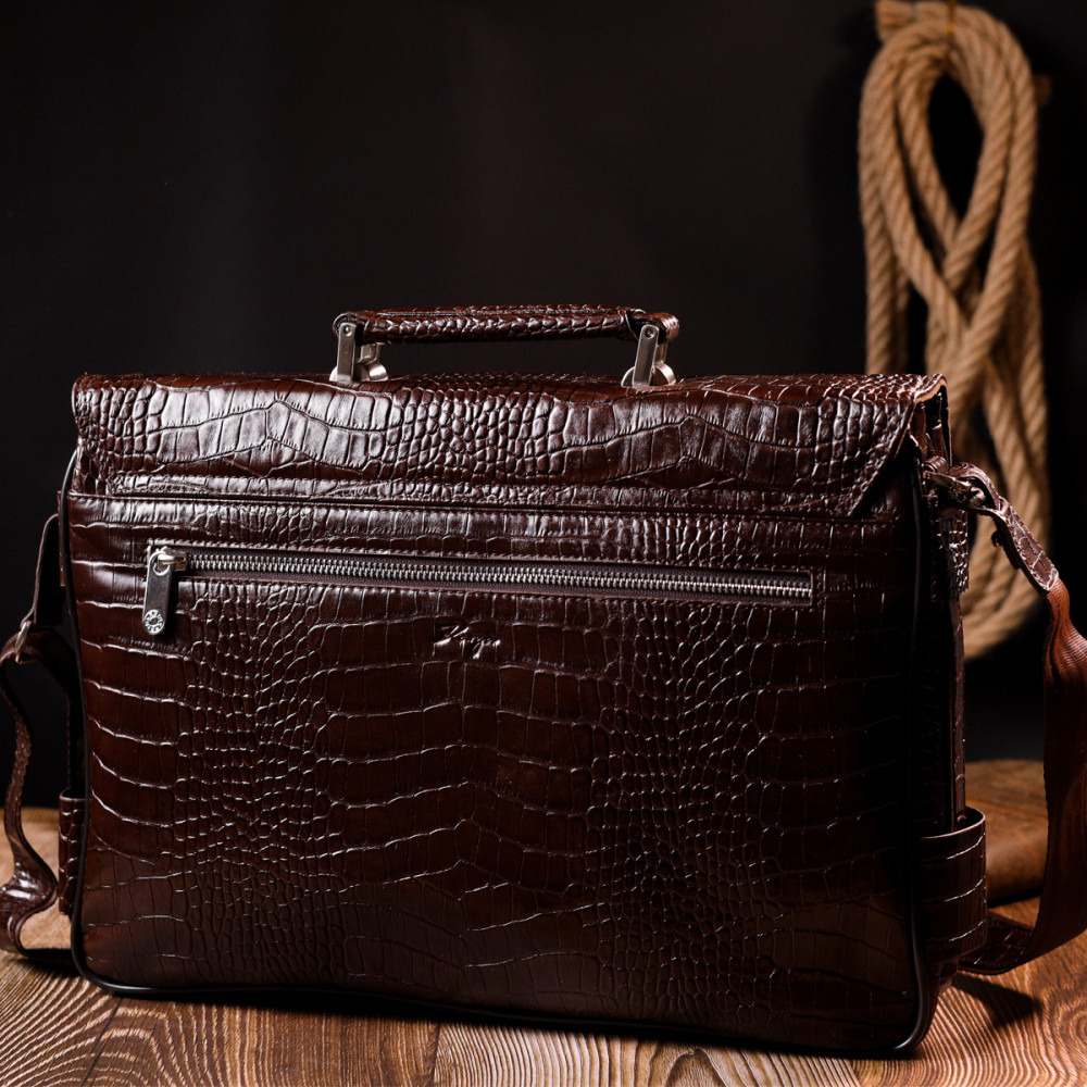 Мужской портфель из натуральной кожи коричневый Karya