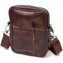 Мужская сумка на пояс (через плечо) из натуральной кожи коричневая Vintage