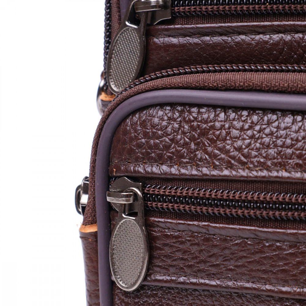 Мужская сумка на пояс (через плечо) из натуральной кожи коричневая Vintage